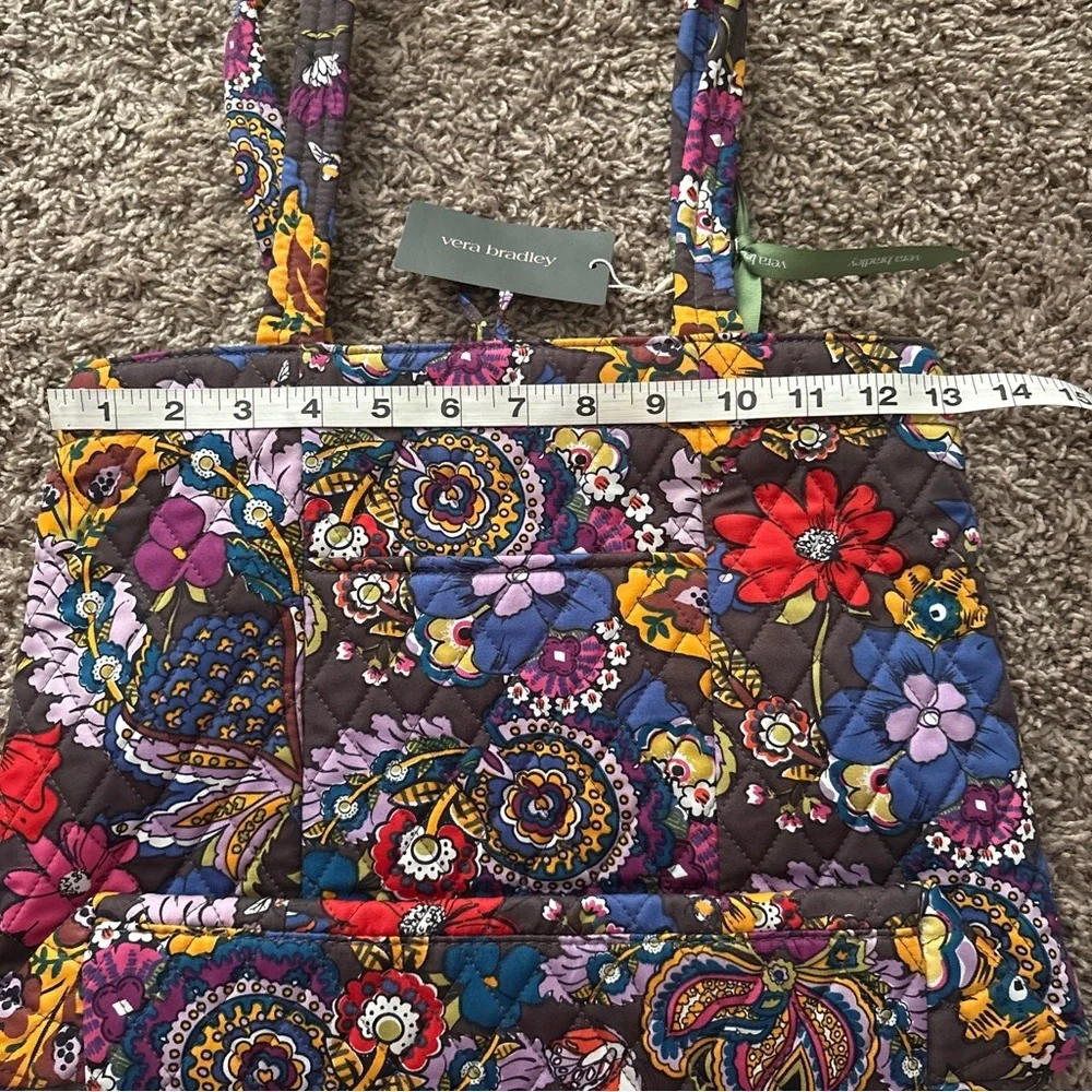 Vera Bradley Quilted Floral Tote in Purple with Multicolor Accents
